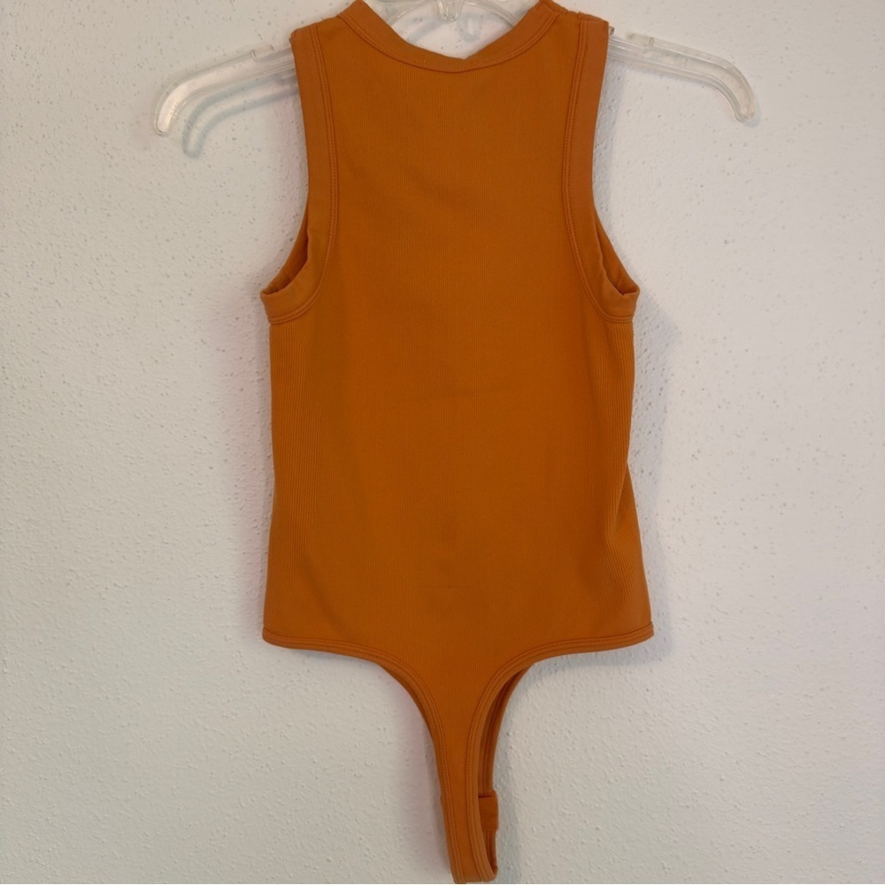 Happily Grey Women's Sleeveless Ribbed Crew Neck Bodysuit Orange Size M/L